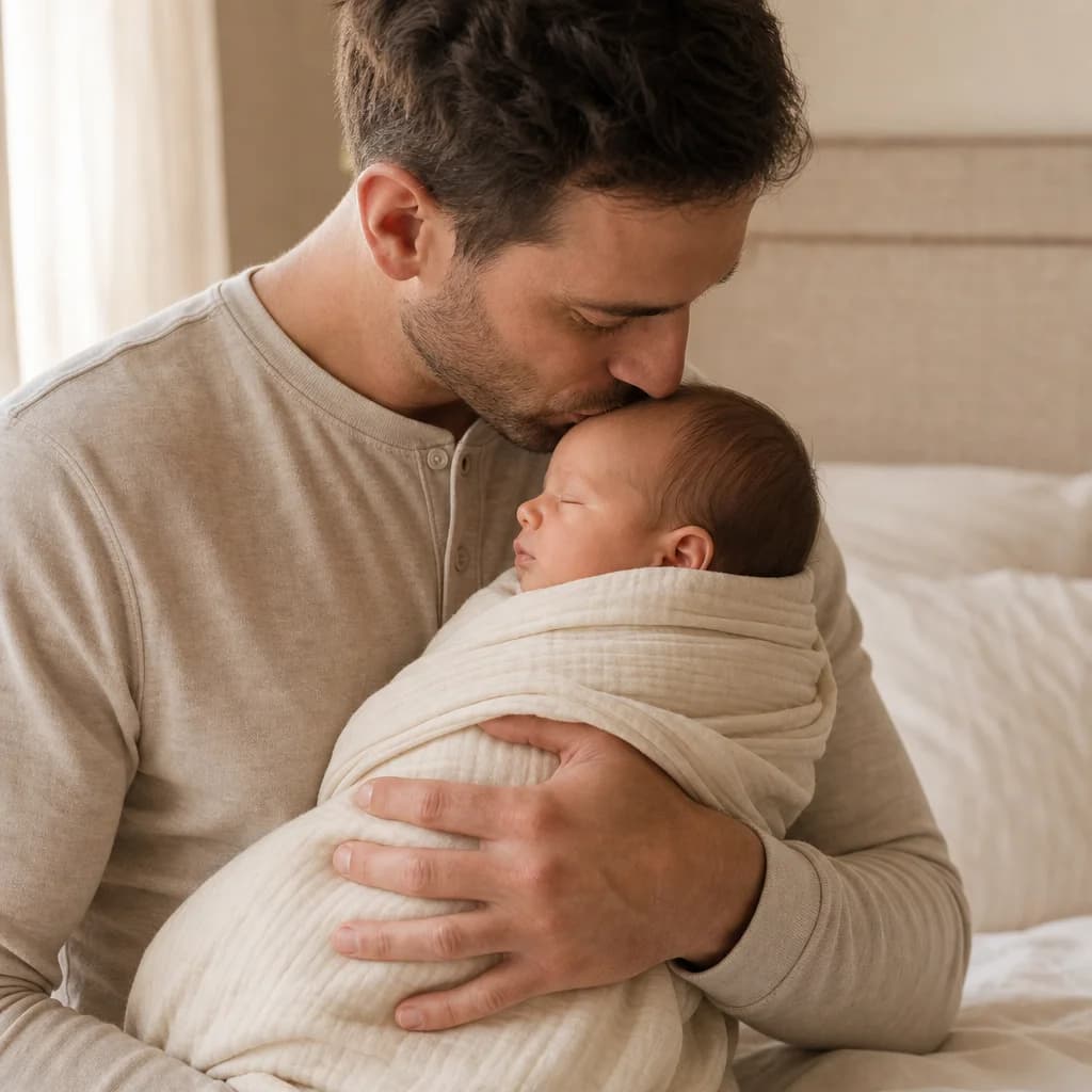 Papá abrazando a su bebé